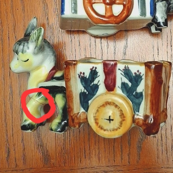 Set of 2 Donkey and Cart Figurine/Planter Vintage 1950s - Picture 5 of 5